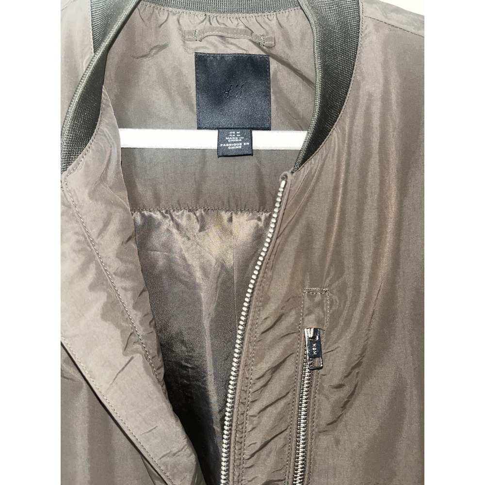 H&M Men's Dark Green Windbreaker Jacket Full Zip Size Medium - Picture 7 of 9